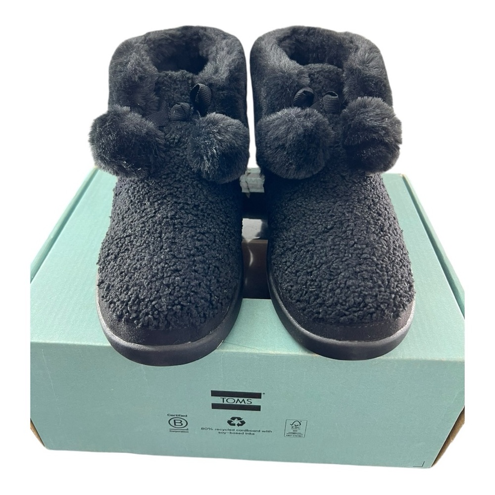 NIB TOMS Women's Celeste Slipper, Black Plaid, 6.5